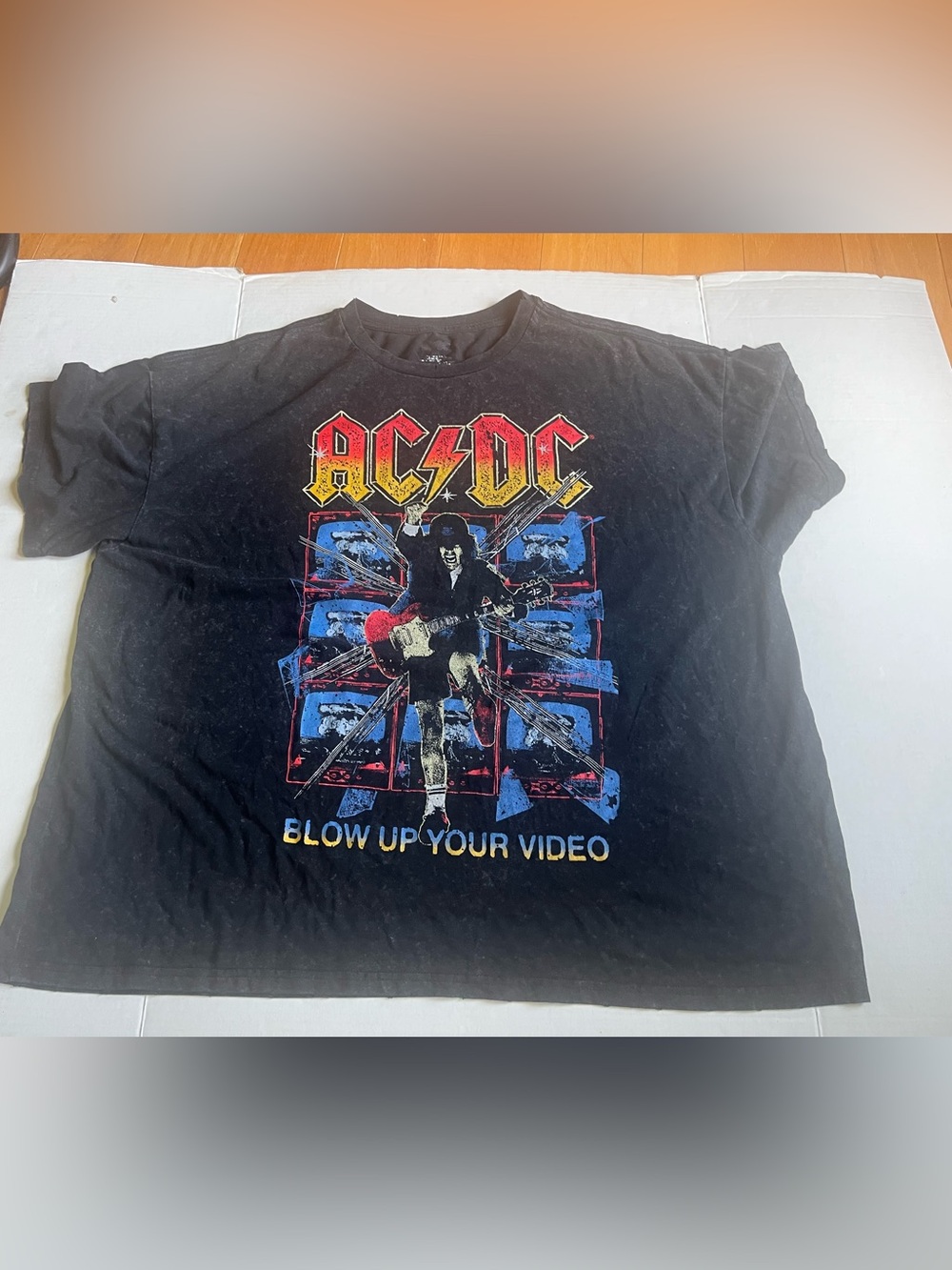 AC/DC Black Tee with Red, Yellow and Blue Graphic
